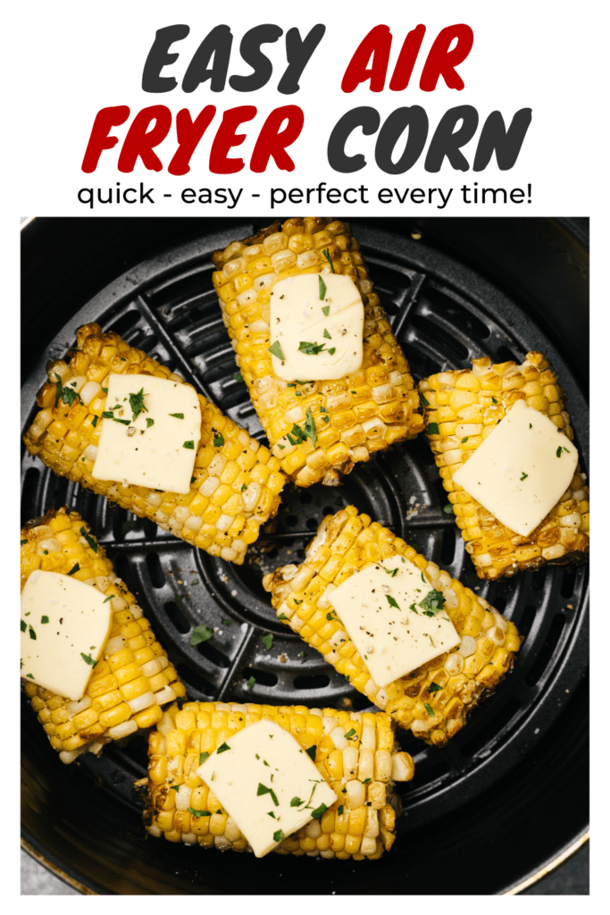 Pinterest image for air fryer corn on the cob.