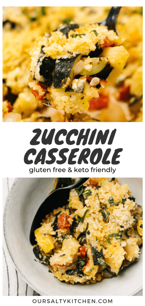 Pinterest collage for a zucchini casserole with keto and gluten free options.
