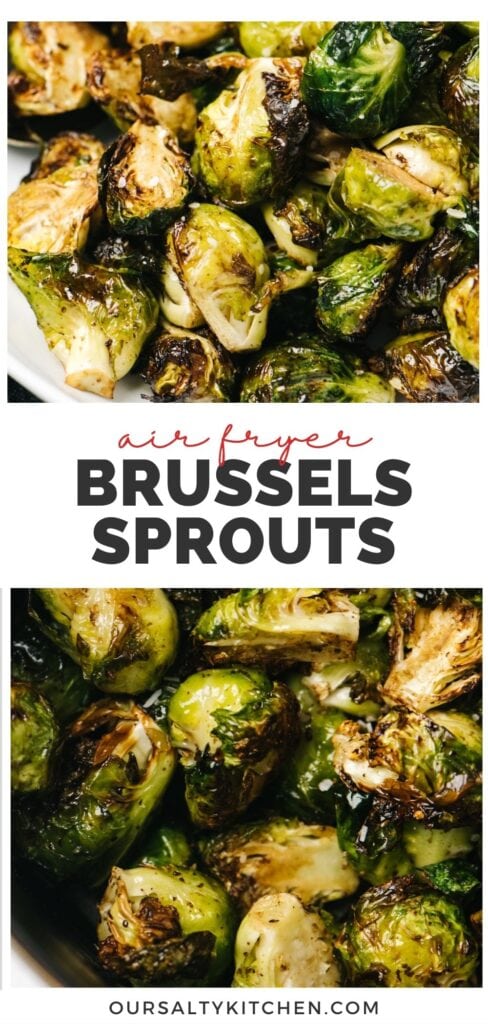 Pinterest collage for air fryer brussels sprouts recipe.