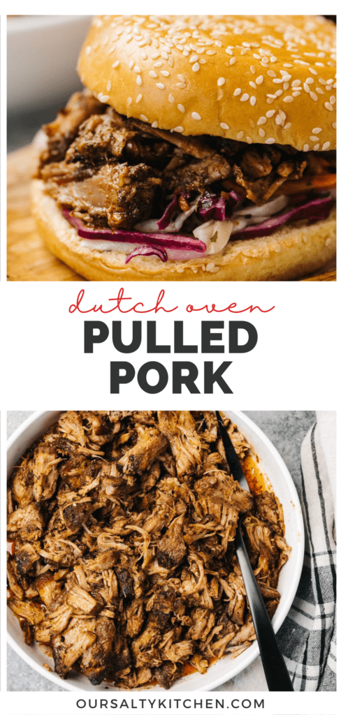 Pinterest collage for pulled pork cooked in the oven.