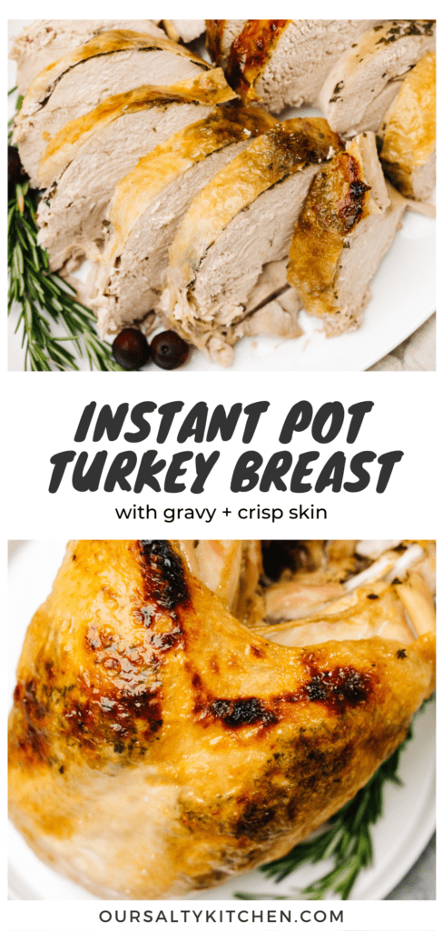 Pinterest collage for a turkey breast recipe cooked in the instant pot.