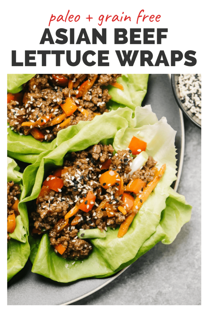 Pinterest image for ground beef lettuce wraps recipe.