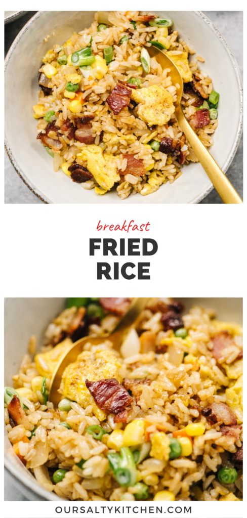 Pinterest collage for a breakfast fried rice recipe.