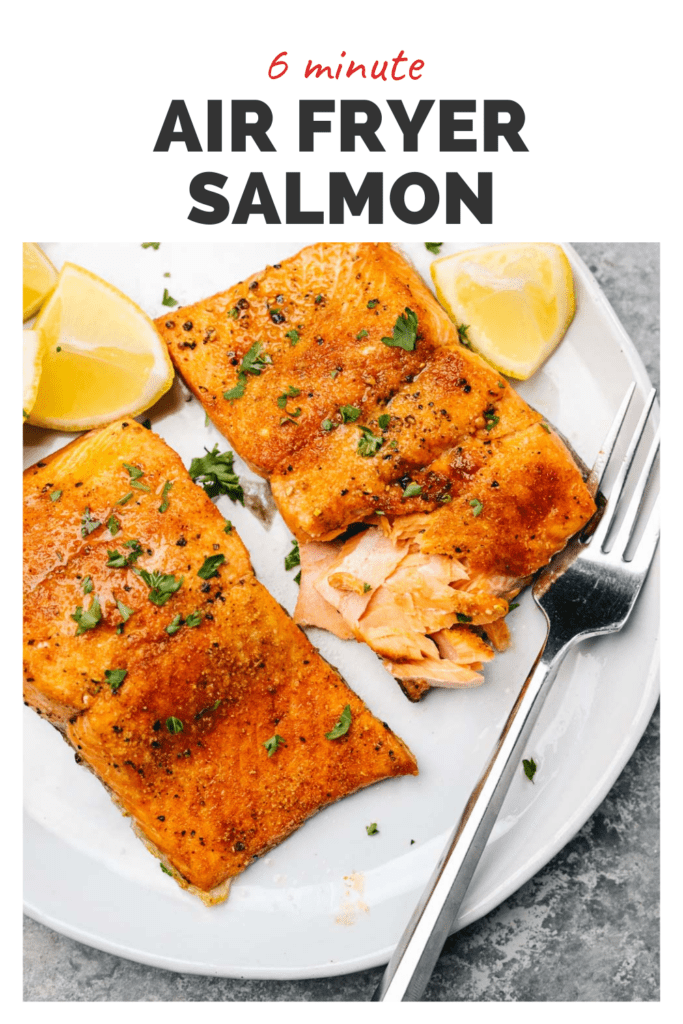 Pinterest image for easy air fryer salmon.