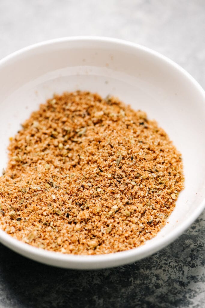 Mixed dry rub in a bowl.