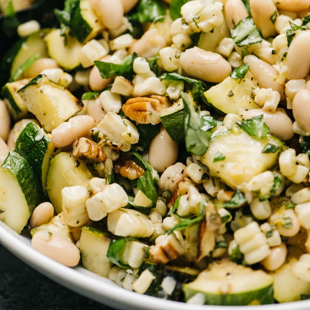 Grilled Zucchini Salad with Corn and White Beans - Our Salty Kitchen