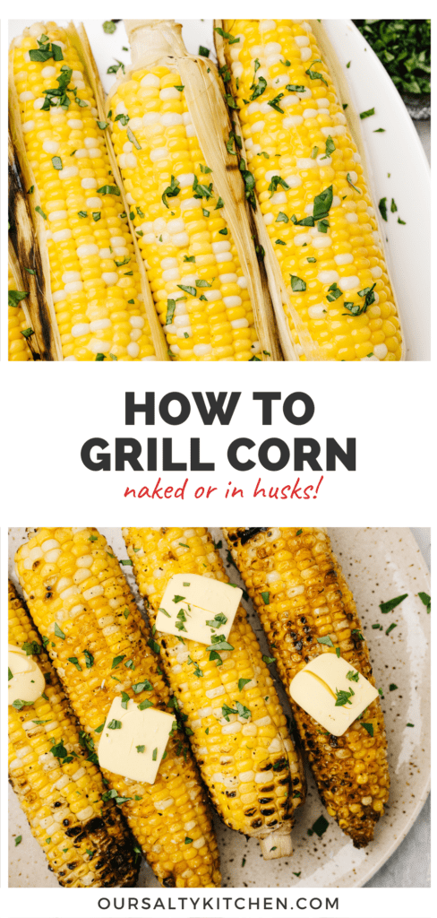 Pinterest collage for grilled corn on the cob.