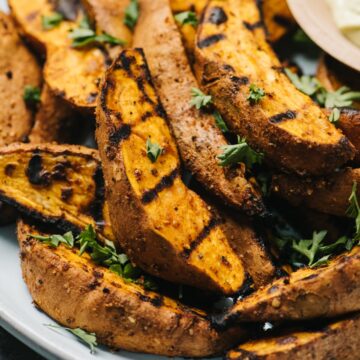 Grilled sweet potato wedges.