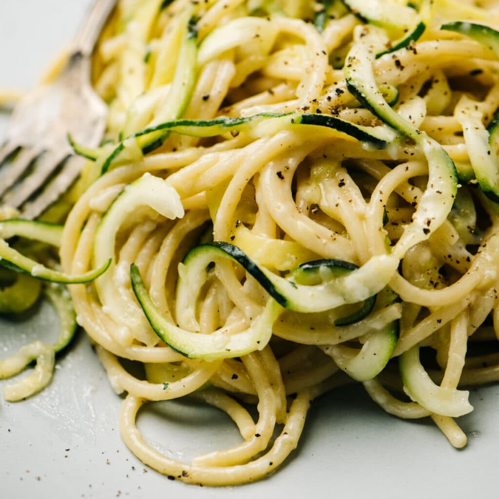 Zucchini Pasta (Cacio e Pepe Style) - Our Salty Kitchen