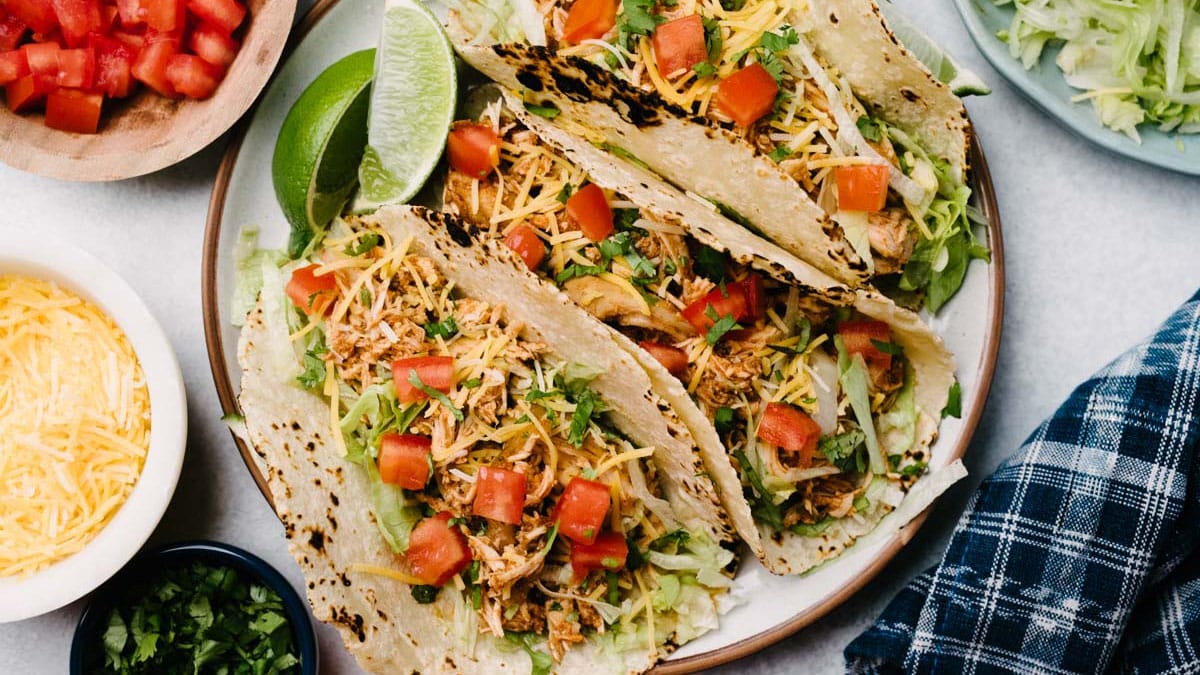 Shredded Crockpot Chicken Tacos - Our Salty Kitchen