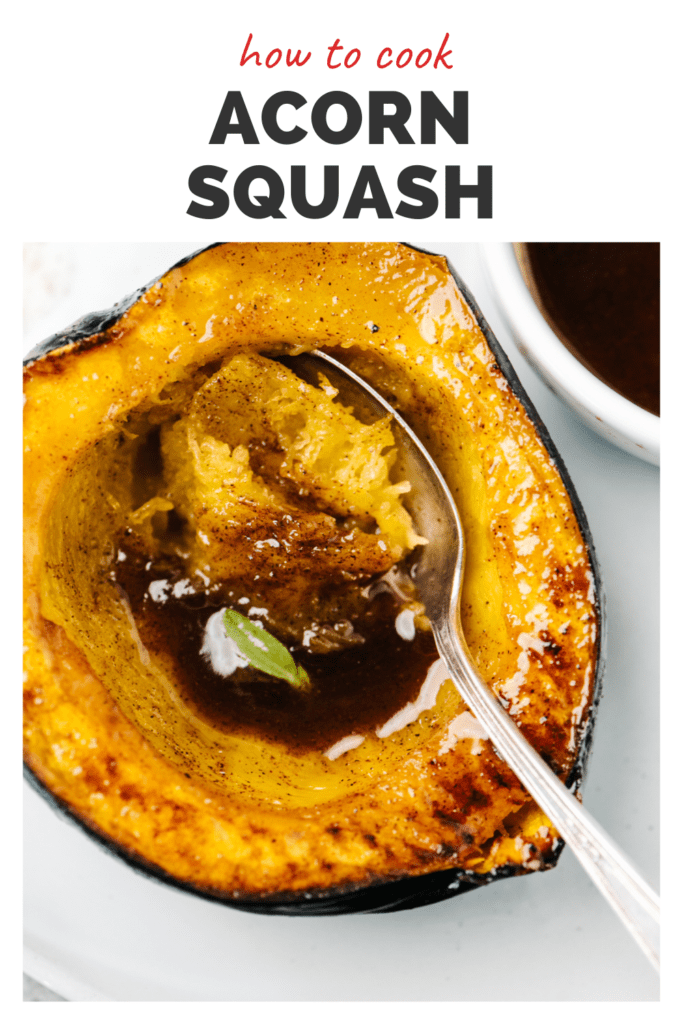 Pinterest image for a post about how to cook acorns squash.